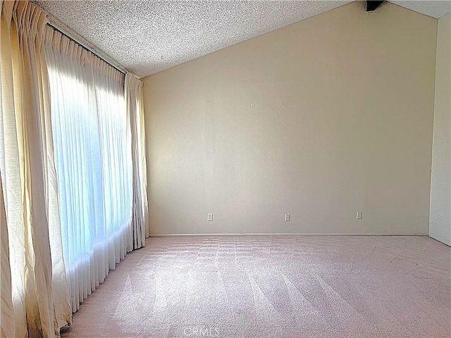 4971 W Gilman St, Banning, CA 92220 - unfurnished room with light colored carpet, a textured ceiling, and lofted ceiling