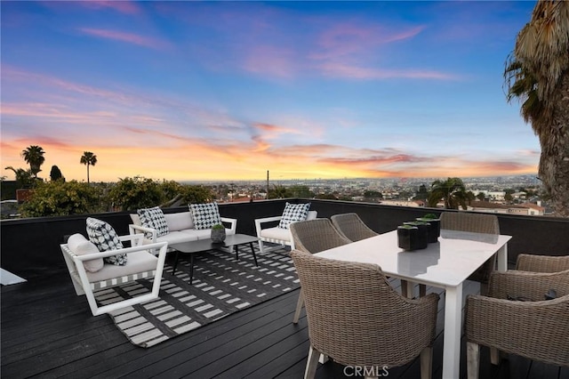 1331 W 17th St, San Pedro, CA 90732 - deck at dusk with an outdoor living space