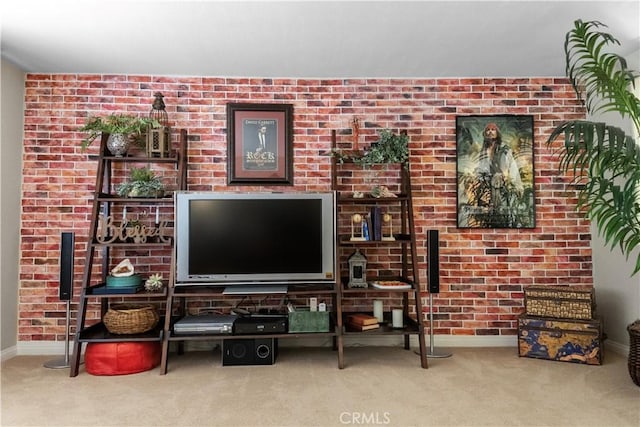 living room with baseboards and carpet floors
