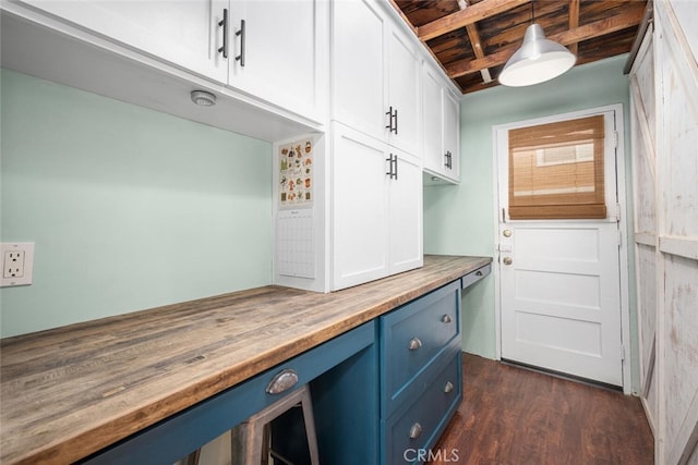 27 A Surfside Ave, Surfside, CA 90743 - mudroom with dark wood finished floors and a wood ceiling with exposed beams