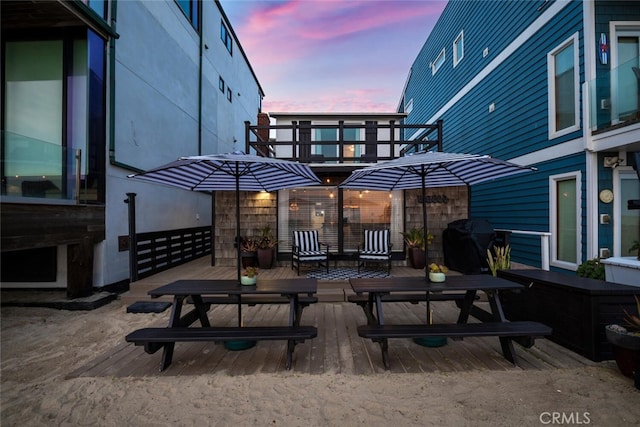 27 A Surfside Ave, Surfside, CA 90743 - view of patio featuring a wooden deck, area for grilling, and outdoor dining area