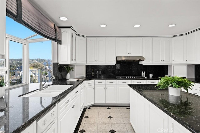 15331 Lillian Pl, Hacienda Heights, CA 91745 - kitchen featuring white dishwasher, recessed lighting, under cabinet range hood, and a sink