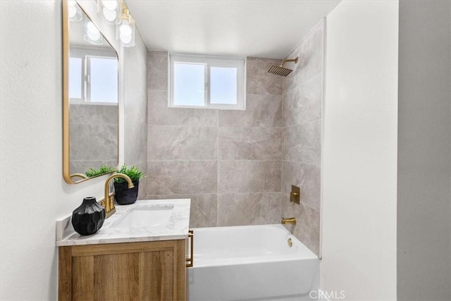full bath featuring bathtub / shower combination and vanity