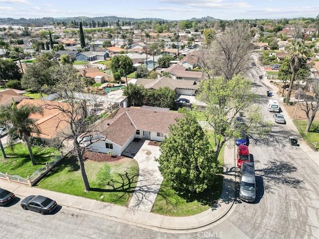 aerial view with a residential view