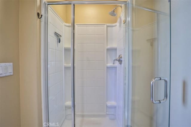 bathroom featuring a shower stall