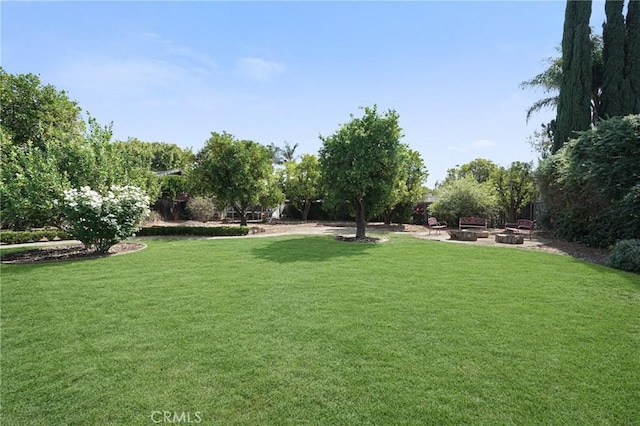 view of yard featuring a fire pit