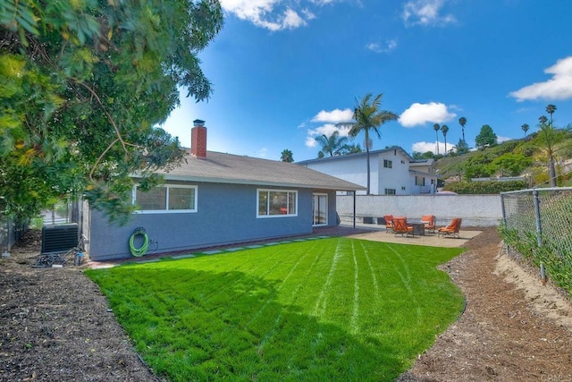 2760 Thunder Dr, Oceanside, CA 92056 - back of house featuring a patio area, a fenced backyard, a chimney, and stucco siding