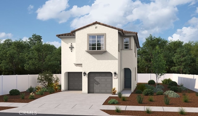 1843 Flannel Dr, Santa Paula, CA 93060 - mediterranean / spanish house with a tile roof, stucco siding, a garage, and concrete driveway