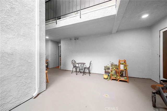 interior space with a textured wall