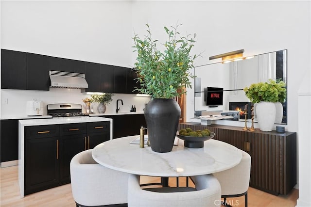 4215 Glencoe Ave Unit 407, Marina Del Rey, CA 90292 - interior space with a glass covered fireplace and light wood finished floors