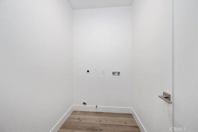 364 S Halcyon Rd, Arroyo Grande, CA 93420 - washroom with electric dryer hookup, hookup for a washing machine, light wood-style flooring, and baseboards