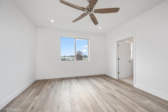 364 S Halcyon Rd, Arroyo Grande, CA 93420 - spare room with light wood-style floors, baseboards, a ceiling fan, and recessed lighting