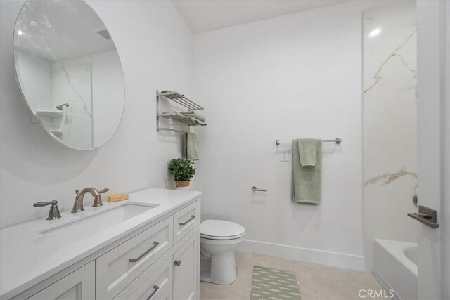 364 S Halcyon Rd, Arroyo Grande, CA 93420 - bathroom with toilet, a tub to relax in, vanity, a shower, and baseboards