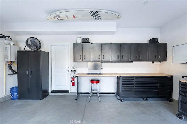 garage with water heater