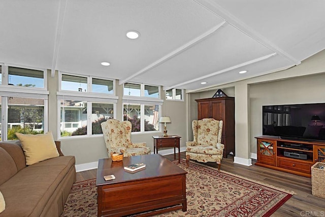 3685 Vista Campana N Unit 72, Oceanside, CA 92057 - living area with wood finished floors, baseboards, and recessed lighting