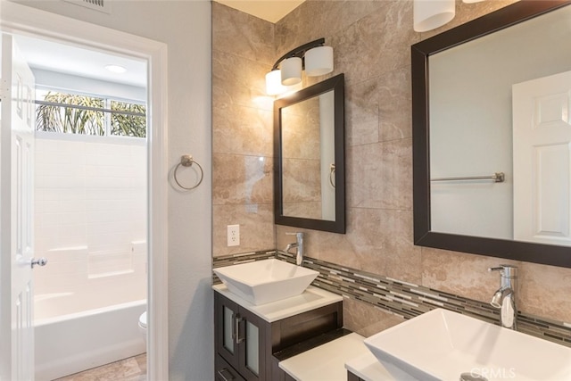 27077 Calendula St, Corona, CA 92883 - full bath with a sink, backsplash, and double vanity