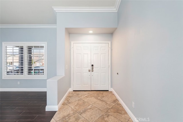 27077 Calendula St, Corona, CA 92883 - foyer with baseboards and ornamental molding