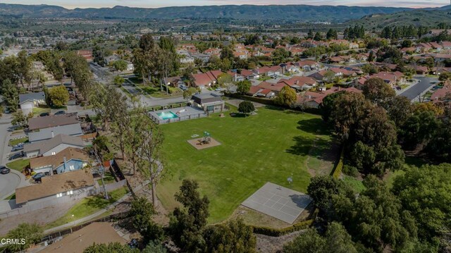 aerial view with a residential view and a mountain view