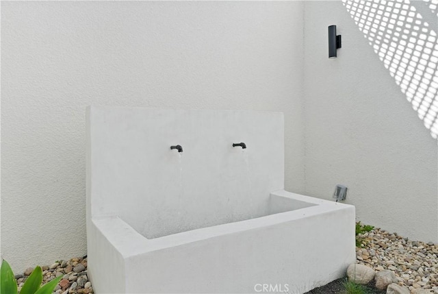 interior space featuring stucco siding