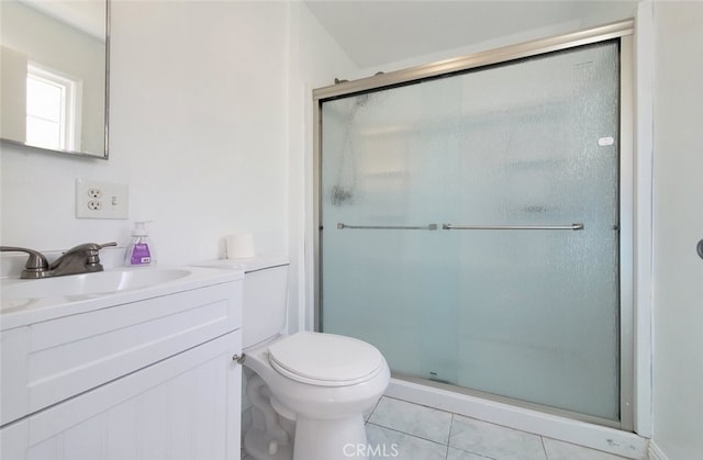 1020 E Rowland Ave, West Covina, CA 91790 - full bath with a stall shower, vanity, and tile patterned floors