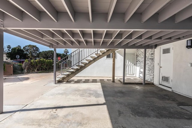 view of patio / terrace featuring stairway