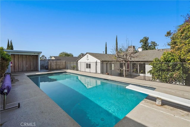 view of pool with a patio area, a fenced backyard, and a fenced in pool