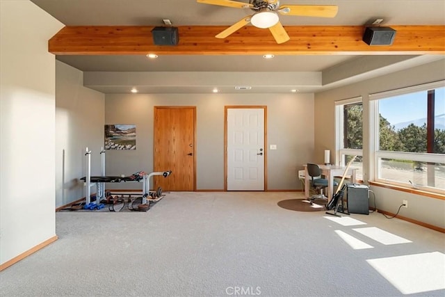 15516 Valley View Dr, Weed, CA 96094 - workout room with baseboards, carpet flooring, and recessed lighting