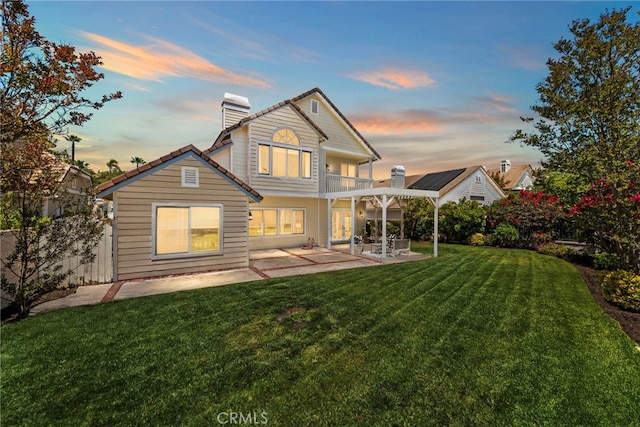 10 Cambridge Ct, Coto De Caza, CA 92679 - back of house featuring a balcony, a chimney, and a patio area