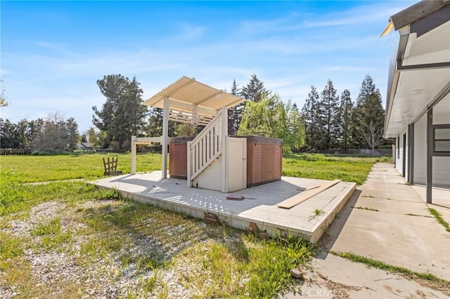 view of yard with a wooden deck