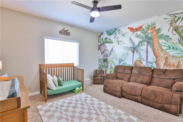 13083 Via Tuscany, Riverside, CA 92503 - living room featuring light colored carpet and a ceiling fan