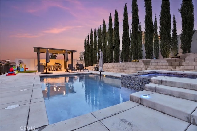 13083 Via Tuscany, Riverside, CA 92503 - view of swimming pool with a fenced backyard, an in-ground hot tub, and a patio