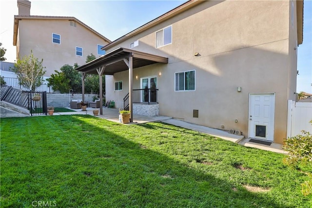 13083 Via Tuscany, Riverside, CA 92503 - back of house with a patio, stucco siding, an outdoor living space, and crawl space