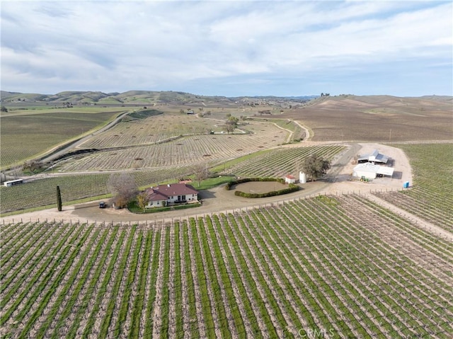 aerial view with a mountain view and a rural view