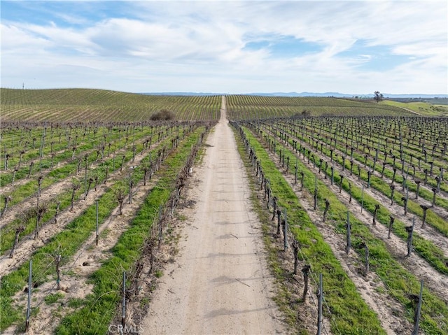 birds eye view of property with a rural view