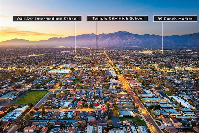 aerial view featuring a mountain view