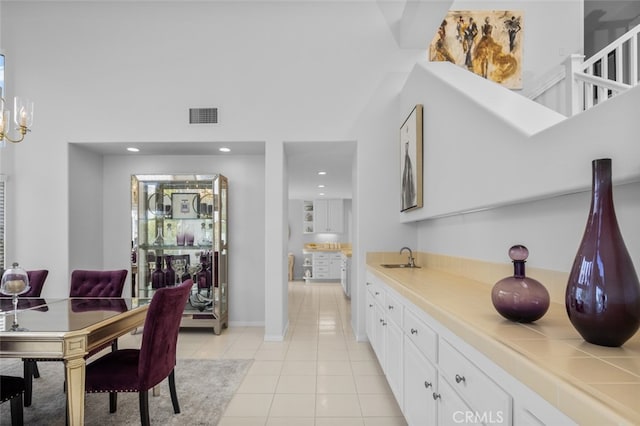 25382 Village Rd, Dana Point, CA 92629 - bathroom with tile patterned flooring, recessed lighting, and vanity