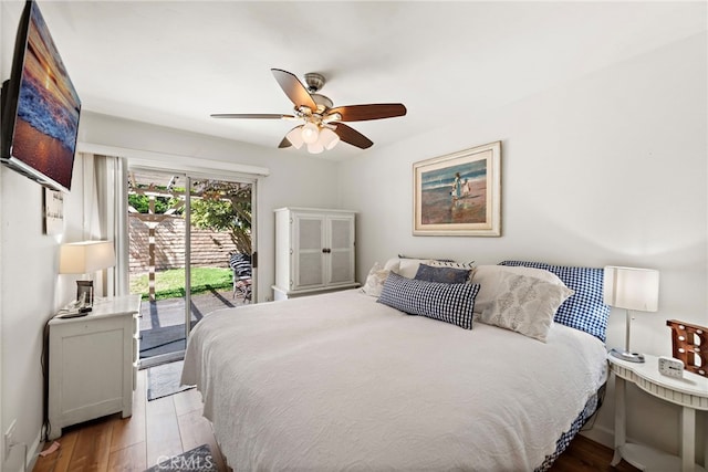 31351 Calle Del Campo, San Juan Capistrano, CA 92675 - bedroom featuring access to exterior, wood finished floors, and a ceiling fan