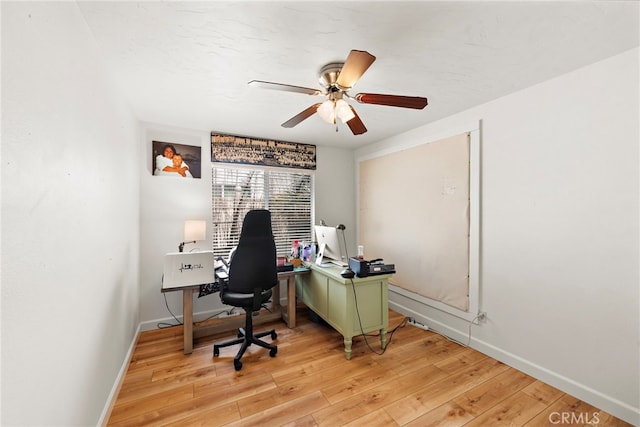 31351 Calle Del Campo, San Juan Capistrano, CA 92675 - office with ceiling fan, light wood-style flooring, and baseboards