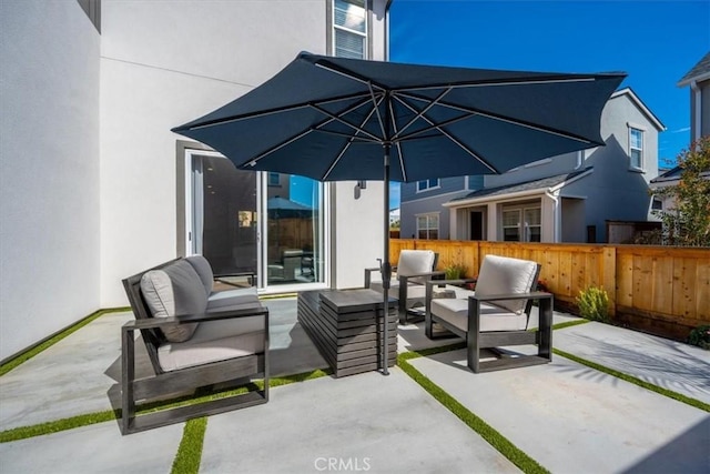 160 Earthwood Ln, San Luis Obispo, CA 93401 - view of patio with outdoor lounge area and fence
