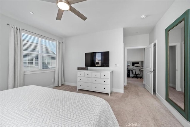 160 Earthwood Ln, San Luis Obispo, CA 93401 - bedroom featuring light colored carpet, baseboards, and a ceiling fan