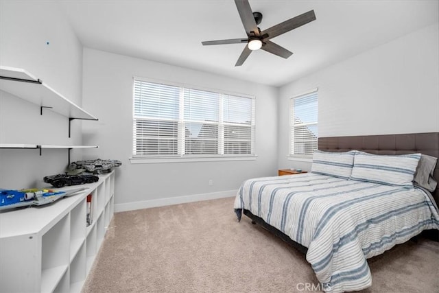 160 Earthwood Ln, San Luis Obispo, CA 93401 - bedroom with light carpet, baseboards, and ceiling fan