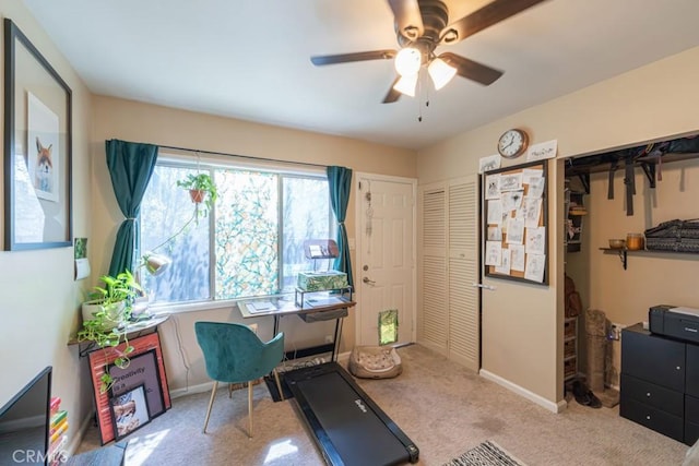 5270 E Anaheim Rd Unit 2, Long Beach, CA 90815 - carpeted home office featuring a ceiling fan and baseboards