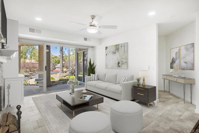 11365 Affinity Ct Unit 192, San Diego, CA 92131 - living room featuring a ceiling fan and recessed lighting
