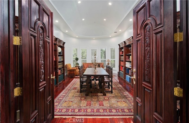 22751 Plummer St, Chatsworth, CA 91311 - dining space with french doors, recessed lighting, and dark wood-type flooring