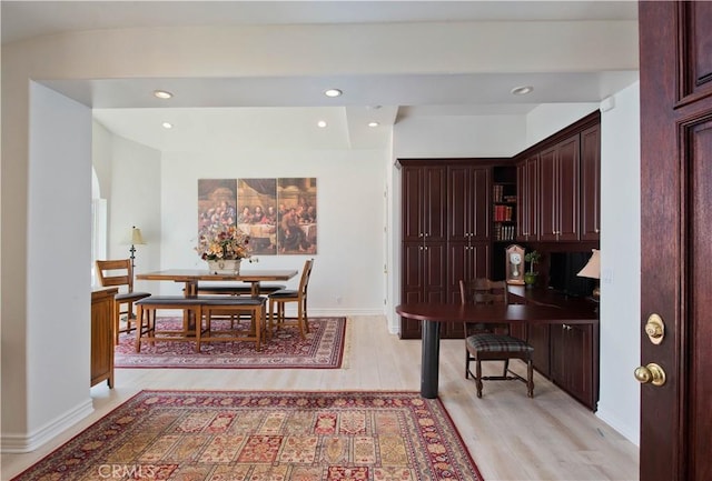 22751 Plummer St, Chatsworth, CA 91311 - dining space with light wood-style flooring, baseboards, and recessed lighting