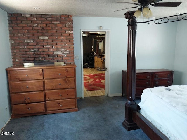 1420 S Butler Ave, Compton, CA 90221 - carpeted bedroom with a textured ceiling and ceiling fan