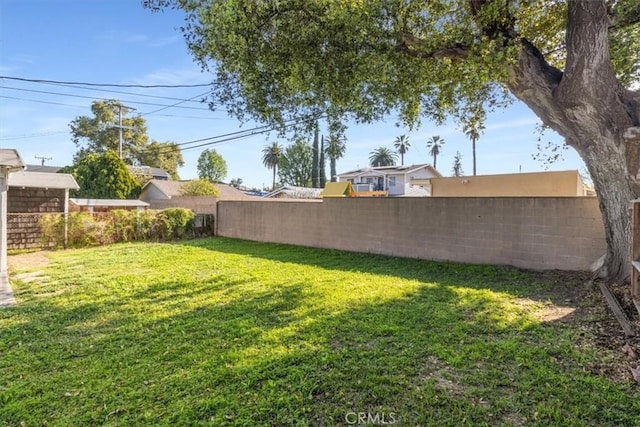 view of yard featuring a fenced backyard