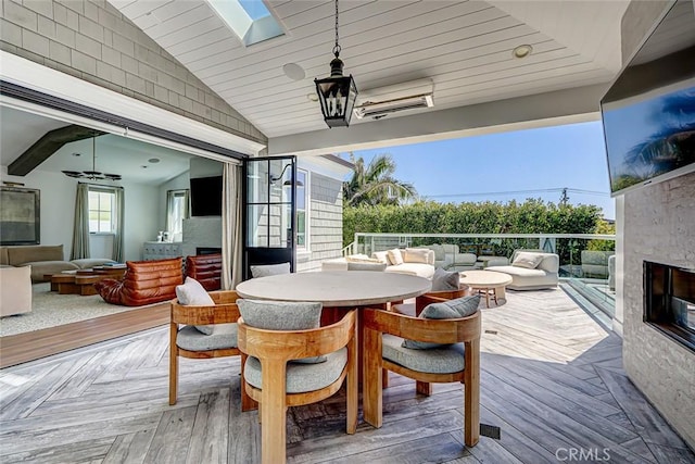 528 15th St, Manhattan Beach, CA 90266 - deck with an outdoor hangout area, outdoor dining area, and a ceiling fan