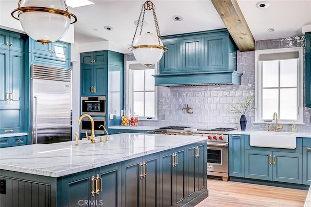 528 15th St, Manhattan Beach, CA 90266 - kitchen featuring a sink, a healthy amount of sunlight, and high end appliances