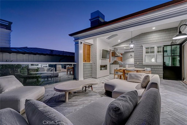 528 15th St, Manhattan Beach, CA 90266 - view of patio / terrace with a grill, an outdoor living space, and an outdoor kitchen
